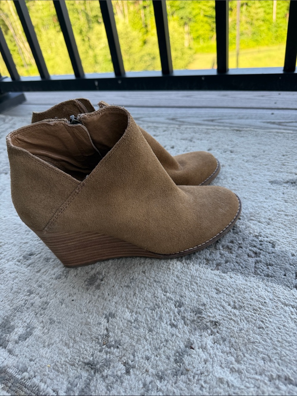 Women's Brown Suede Wedge Booties - Stylish Ankle Heels LUCKY BRAND